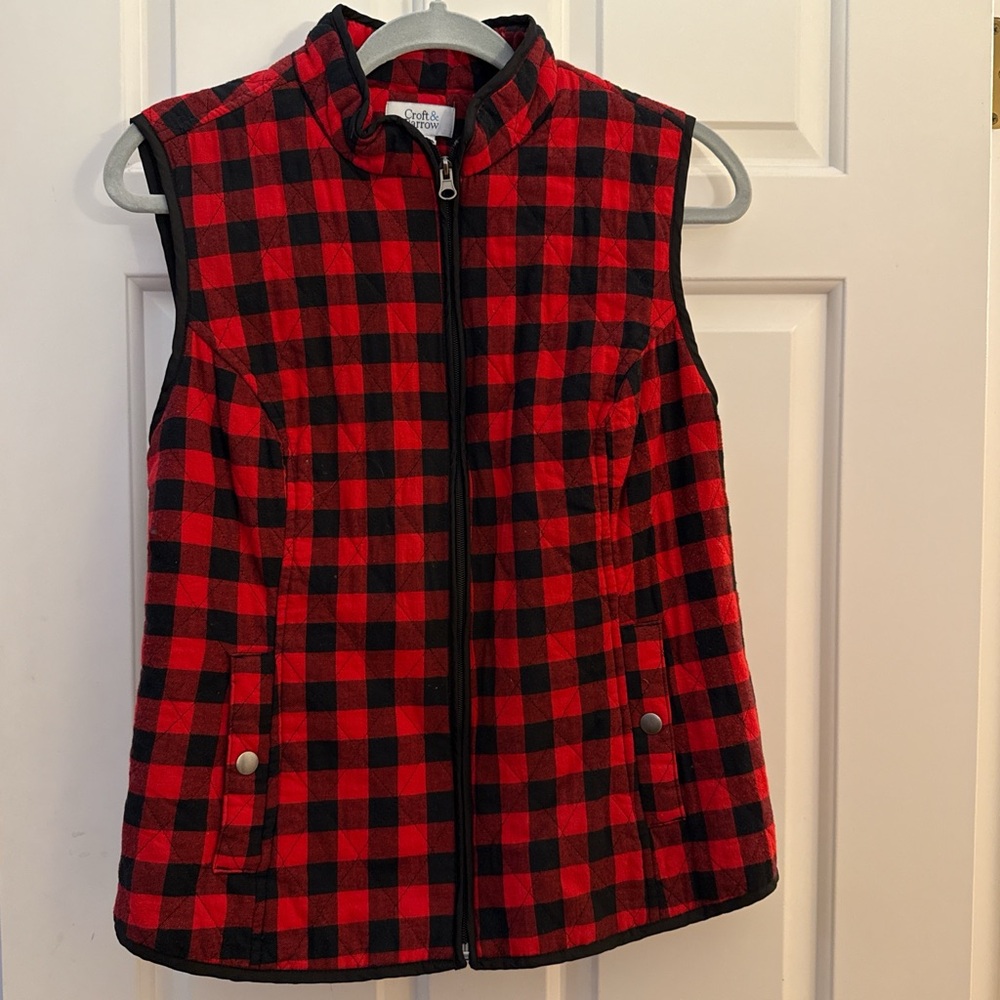 Croft & Barrow Buffalo Check Red and Black Vest